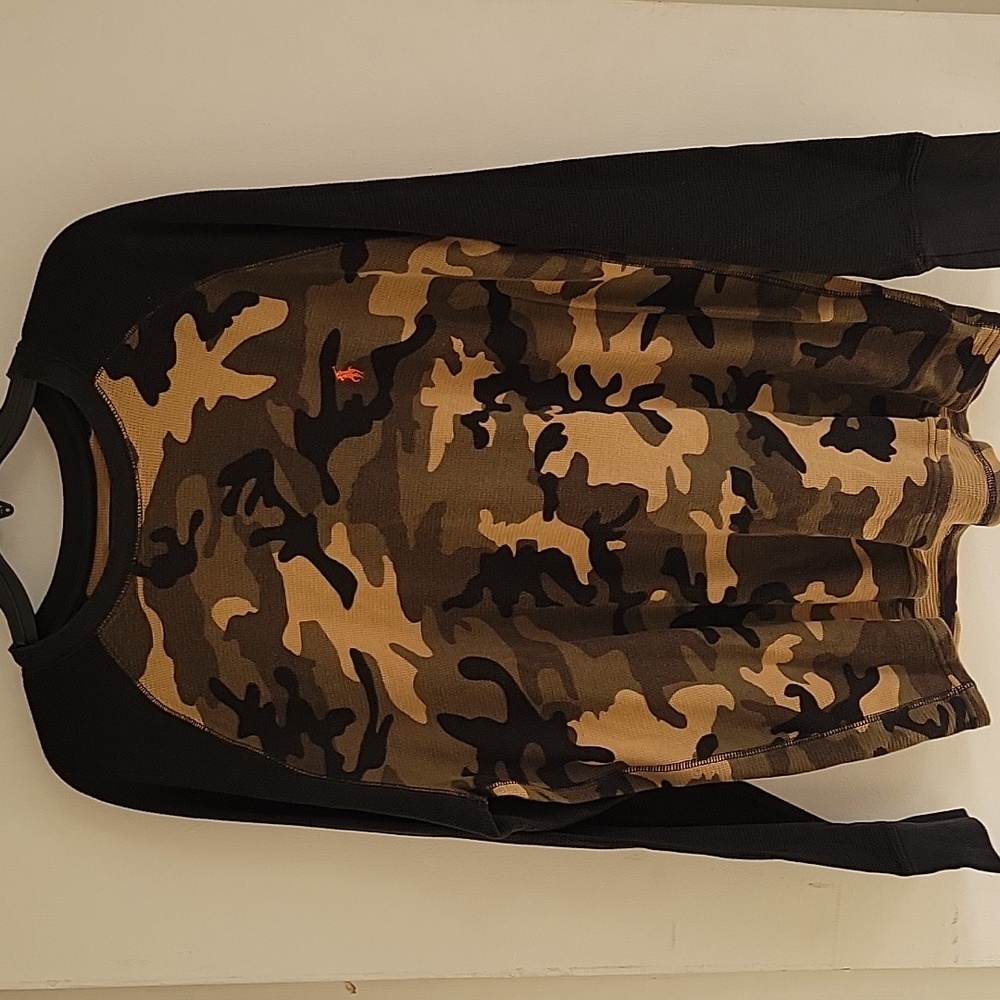 Ralph Lauren Camo & Black Longsleeve Polo Sz XL